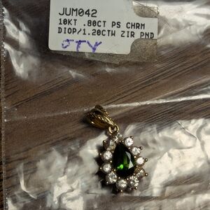 10k Yellow Gold Diopside Better Than Emeralds And White Zircon